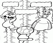 Coloriage Mario Peach et Toad grimpent au ciel