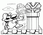 Coloriage Mario lance des boules de feu