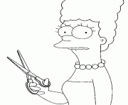 Coloriage Marge avec des ciseaux