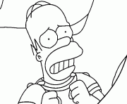 Coloriage Homer Simpson effraye