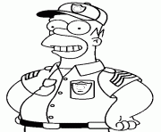 Coloriage Homer en policier