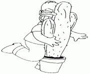 Coloriage Homer heurte un cactus