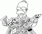 Coloriage Homer Simpson avec une carte de la ville4