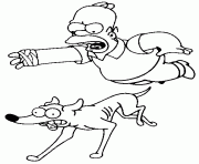 Coloriage Homer et le chien petit papa noel