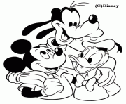 Coloriage Mickey avec ses amis Dingo et Donald