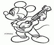 Coloriage Mickey joue de la guitare