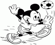 Coloriage Mickey joue au football