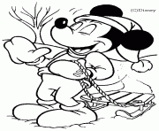 Coloriage Mickey tire une luge