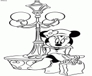Coloriage Minnie au pied d un lampadaire parisien