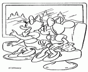 Coloriage coloriage de Minnie et Daisy dans un train