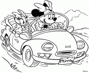 Coloriage Daisy et Minnie en voiture