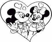 Coloriage st valentin Mickey et Minnie dans un coeur