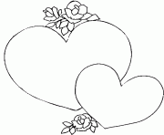 Coloriage st valentin deux coeurs