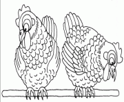Coloriage paques deux poules
