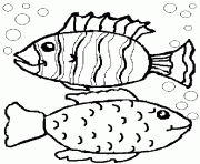 Coloriage deux poissons et des bulles