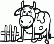 Coloriage une vache cote d une barriere