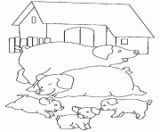 Coloriage des cochons a la ferme