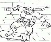 Coloriage tortue ninja avec son skate