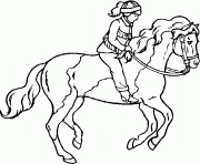 Coloriage cavaliere avec son casque sur son cheval