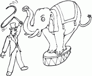 Coloriage cirque dresseur avec un elephant