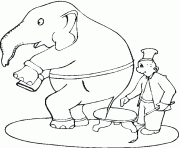 Coloriage cirque dresseur elephant