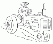 Coloriage tracteur avec fourche