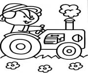 Coloriage tracteur avec un animal