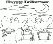 Coloriage happy halloween avec des fantomes