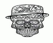 Coloriage squelette halloween chapeau