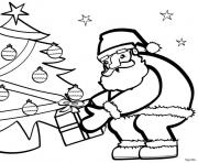 Coloriage pere noel depose un cadeau