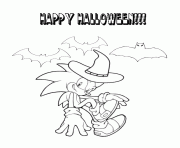 Coloriage sonic wears halloween witch hat