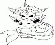Coloriage vaporeon and eevee