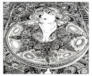 Coloriage adulte animaux chat tapis