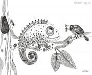 Coloriage animaux adulte vegetation multicouleur