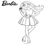 Coloriage barbie en jupe a ruban