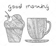 Coloriage bon matin tasse de cafe
