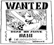 Coloriage One Piece Wanted Nami Dead Or Alive Dessin One Piece à imprimer