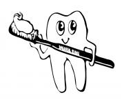 Coloriage dent et brosse à dents