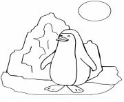 Coloriage dessin pingouin banquise soleil