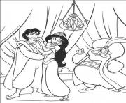 Coloriage Aladdin danse avec Jasmine