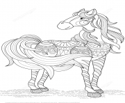 Coloriage lovely horse zentangle adulte