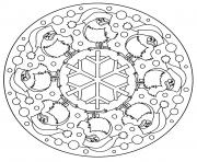 Coloriage mandala oiseau de noel adulte