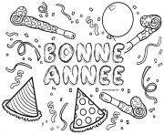 Coloriage bonne annee nouvel an festif