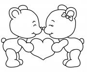 Coloriage teddy nounours st valentin amoureux