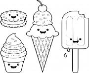 Coloriage kawaii food glace