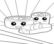 Coloriage kawaii food sushi