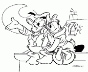 Coloriage Donald et Daisy sur un toit Disney