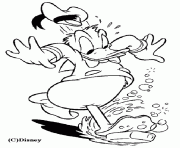 Coloriage donald glisse sur un savon Disney