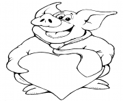 Coloriage cochon avec coeur