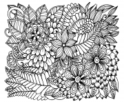 Coloriage Doodle fleurs en noir et blanc motif floral